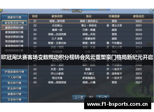 欧冠淘汰赛客场变数搅动积分榜转会风云重塑豪门格局新纪元开启